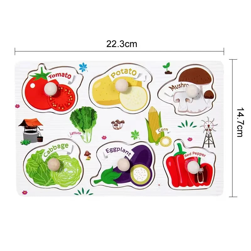 Montessori Houten Puzzel voor Baby’s – Peg Speelgoed (1-3 jaar)
