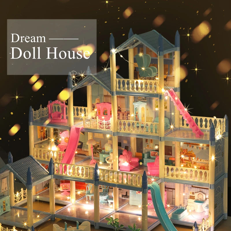 3D DIY Poppenhuis Set – Miniaturen met Meubels & LED Verlichting