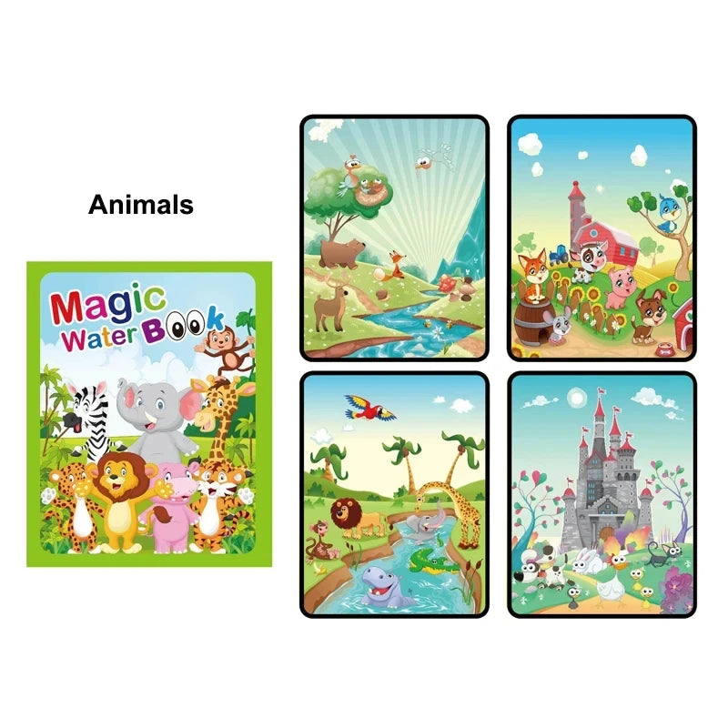 Magic Water Schilderboek – Herbruikbaar Kleurplezier voor Kinderen 0-6