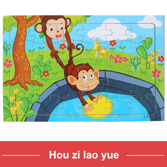 Montessori 3D Houten Puzzel – 30 Stuks Dierenbouwspel (3-6 jaar)