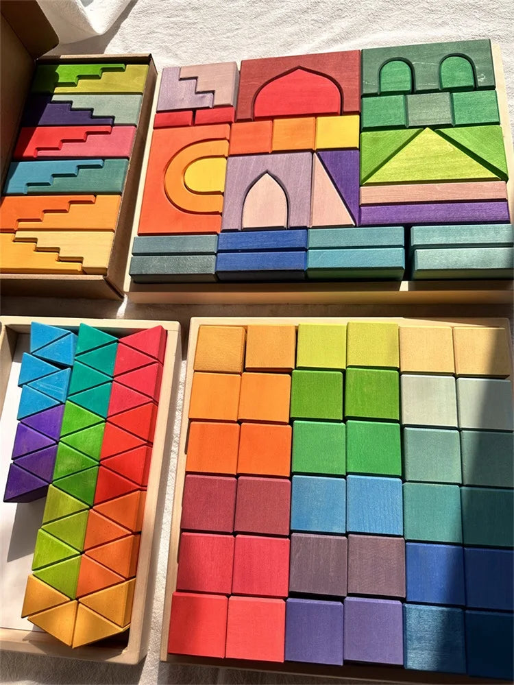 Grote Houten Regenboogblokken – Limoengroen | Montessori Blokken (4+)