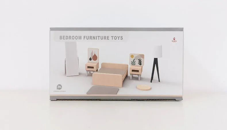 Modern Houten Poppenhuismeubilair – Keuken & Badkamer Set 3+