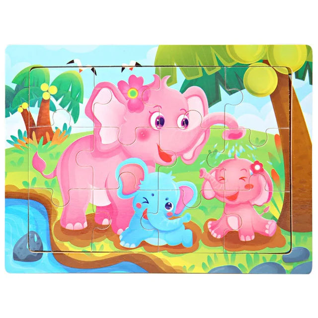 Montessori 3D Houten Puzzel – 30 Stuks Dierenbouwspel (3-6 jaar)