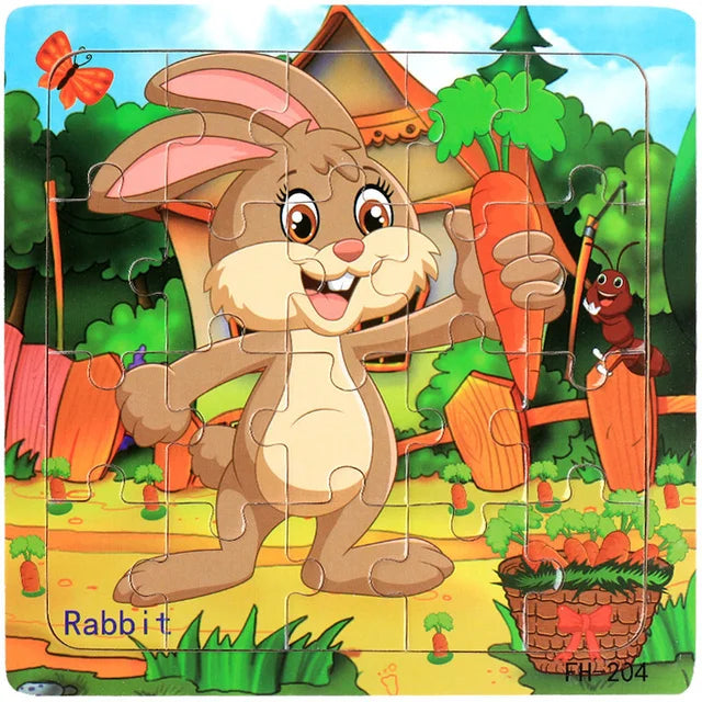 3D Houten Dierenpuzzel – 20 Stuks Cartoon Speelgoed (3-6 jaar)