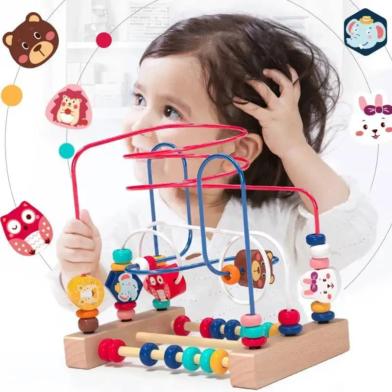 Montessori Houten Achtbaan Kralen – Educatief Baby Speelgoed