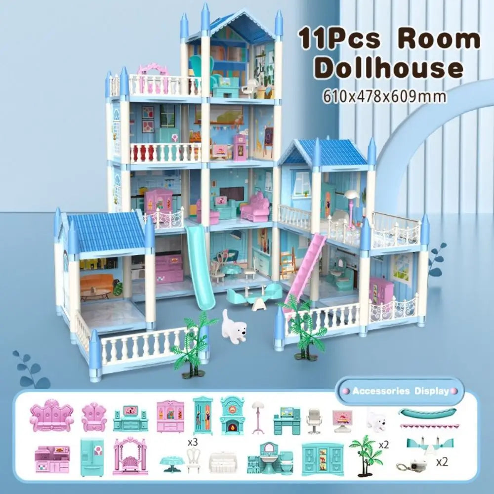 DIY 3D Poppenhuis Set – Cartoon Miniatuurhuis voor Kinderen 3+