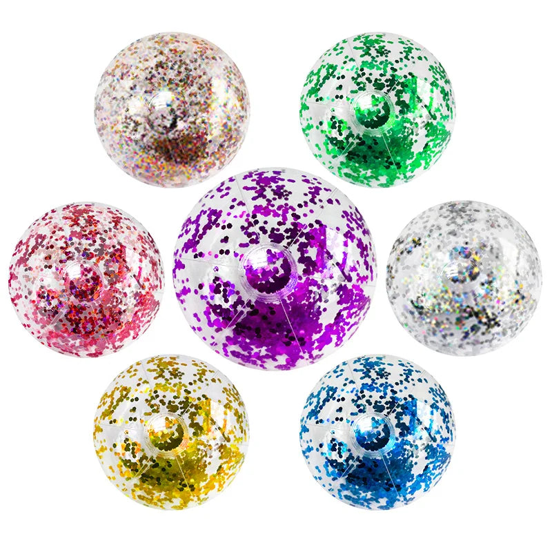 Jumbo Strandbal 16 Inch – Transparant met Glitters – Voor Kinderen