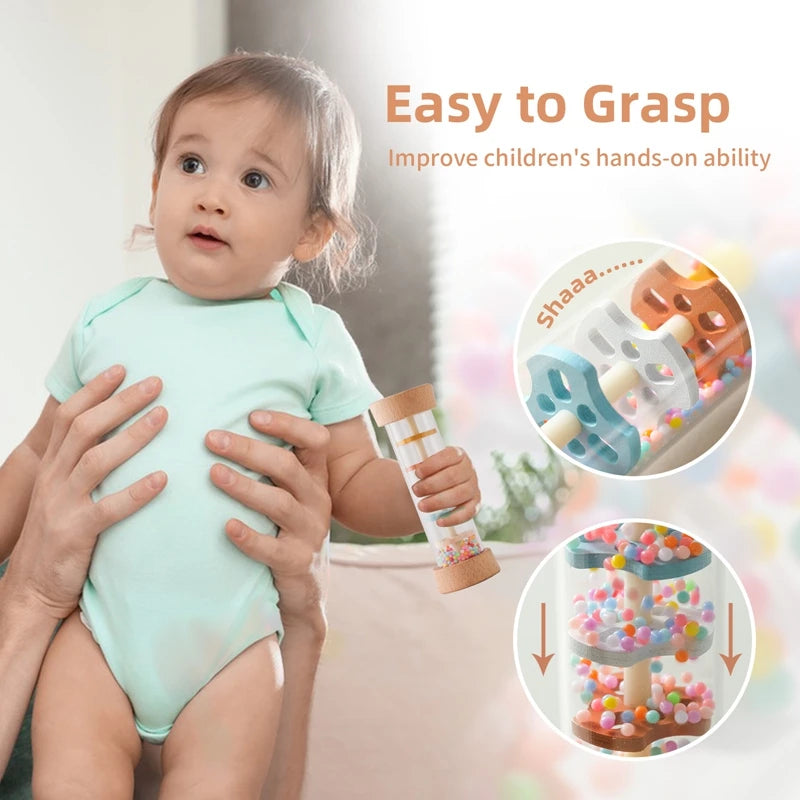 Baby Regenstick Zandloper – Montessori Muziek Speelgoed 0-3 Jaar
