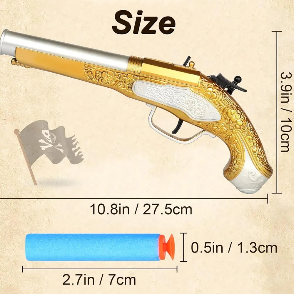 Gouden Piraat Speelgoedpistool met Zachte Kogels (6+)