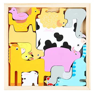Montessori 3D Tangram – Houten Puzzel voor Kinderen van 3-6 Jaar