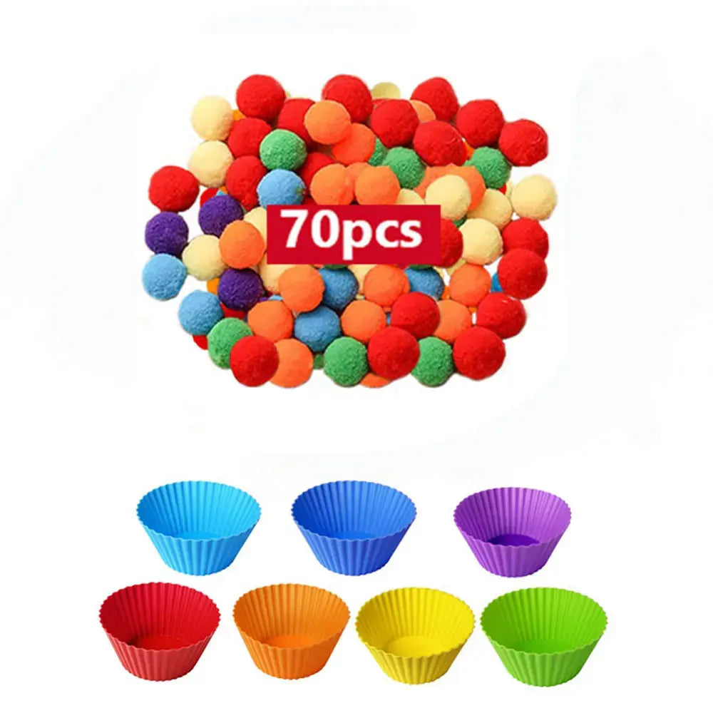Regenboog Pompoms Telspel – Educatief Kleuren- en Telspeelgoed 3+