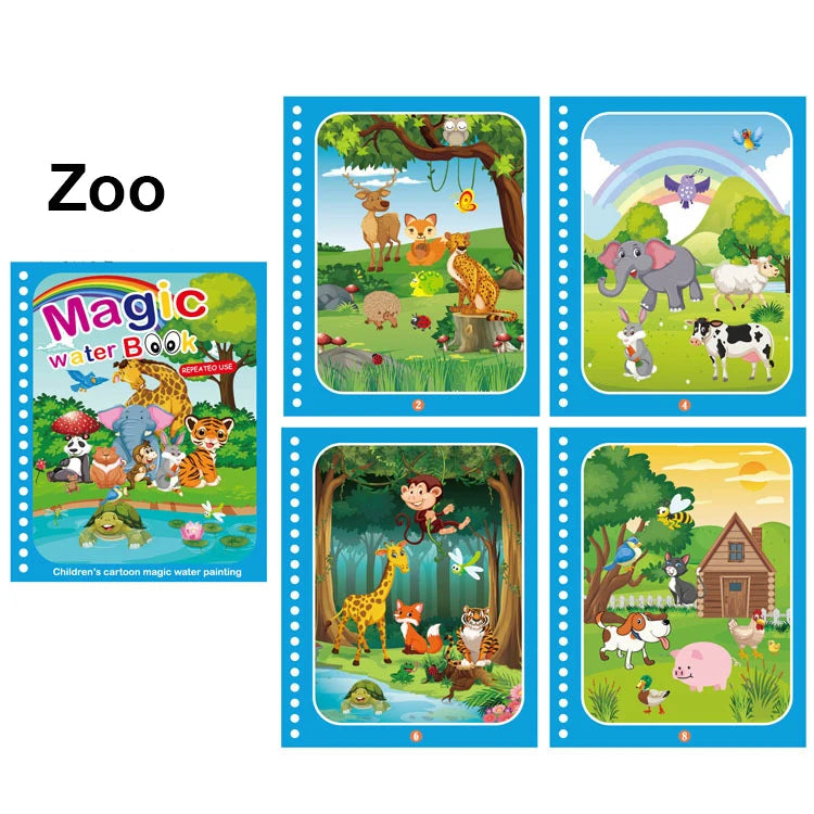Magic Water Schilderboek – Herbruikbaar Kleurplezier voor Kinderen 0-6
