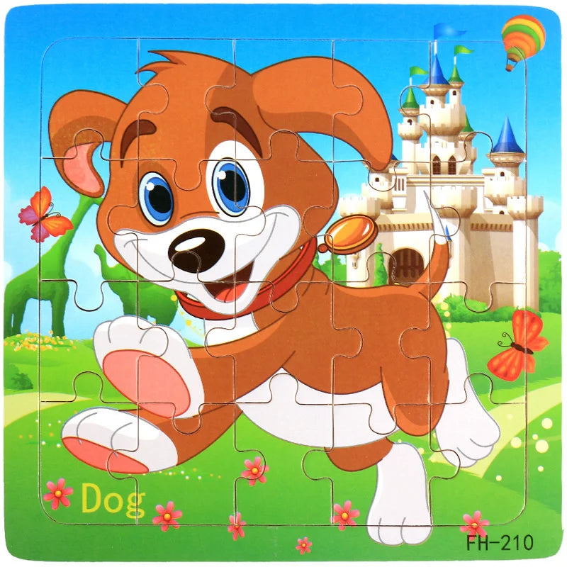 3D Houten Dierenpuzzel – 20 Stuks Cartoon Speelgoed (3-6 jaar)