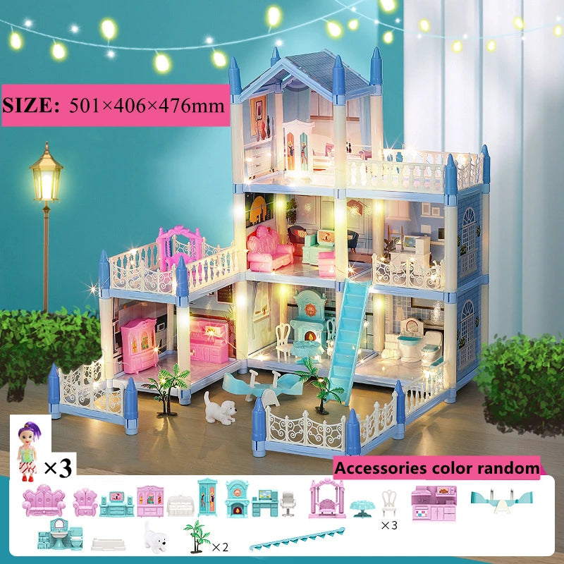 3D DIY Poppenhuis Set – Miniaturen met Meubels & LED Verlichting