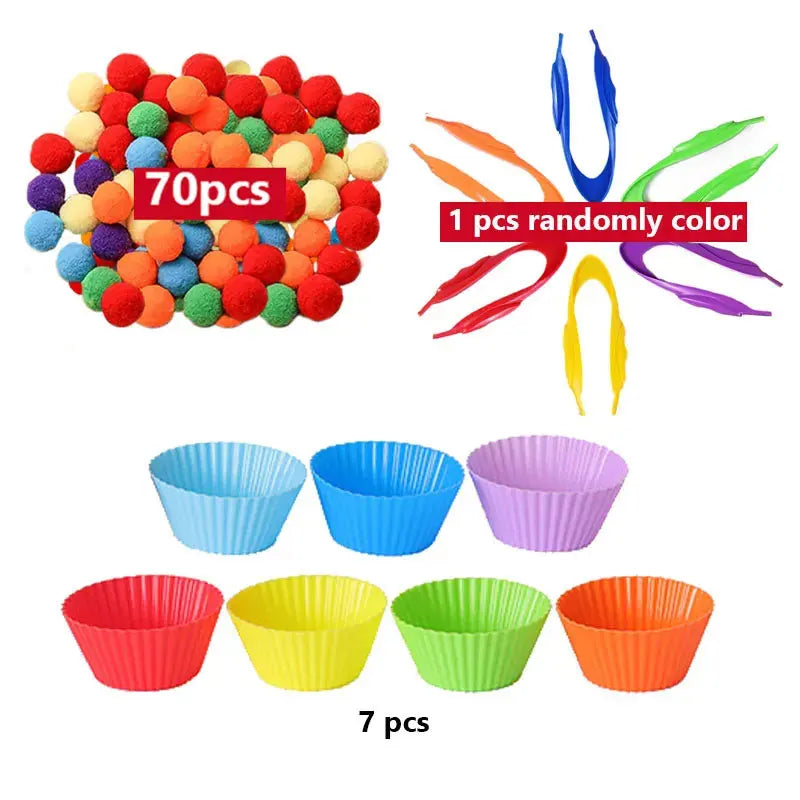 Regenboog Pompoms Telspel – Educatief Kleuren- en Telspeelgoed 3+