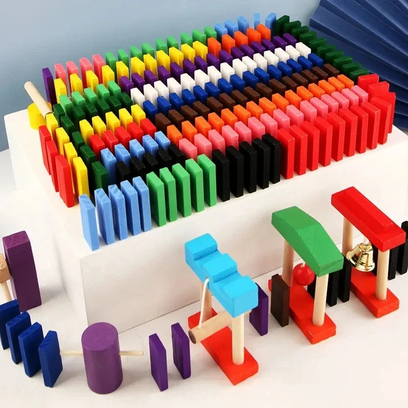 Regenboog Houten Domino Set – Kleurrijk Educatief Speelgoed Kind