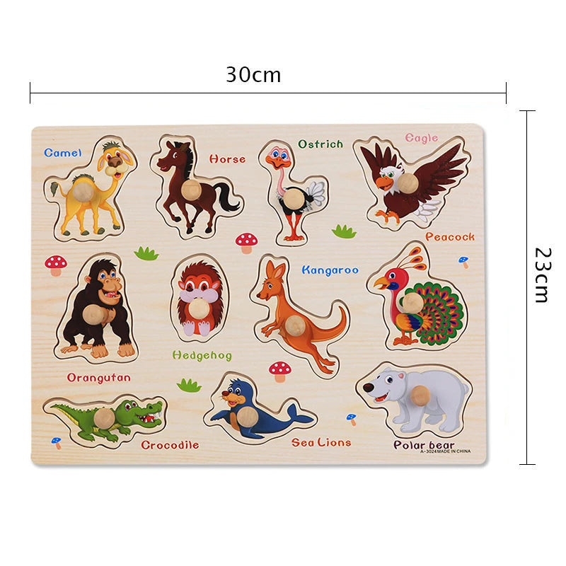 Montessori Houten Puzzel voor Baby’s – Peg Speelgoed (1-3 jaar)