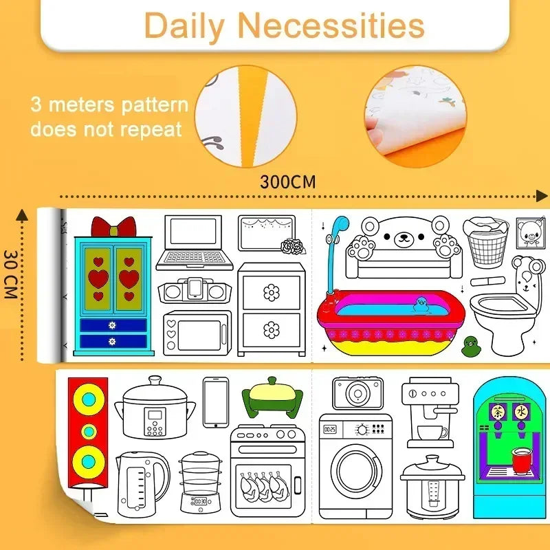 Tekenrol Kinderen 3m – Graffiti DIY Knutselset met Stickers