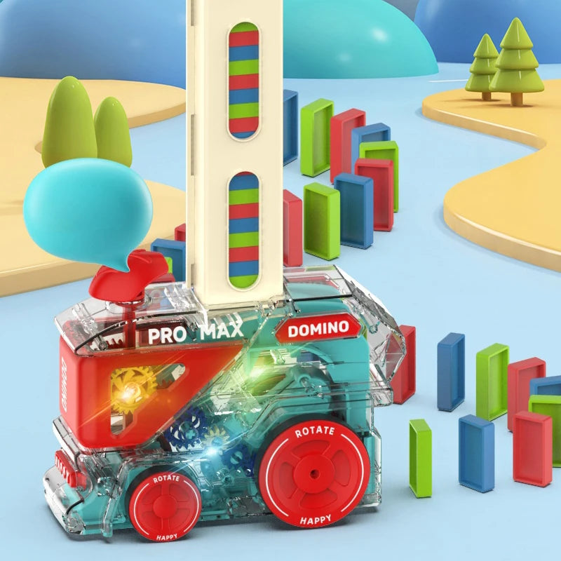 Automatische Dominotrein met 60 Stuks – Montessori Speelgoed Kind