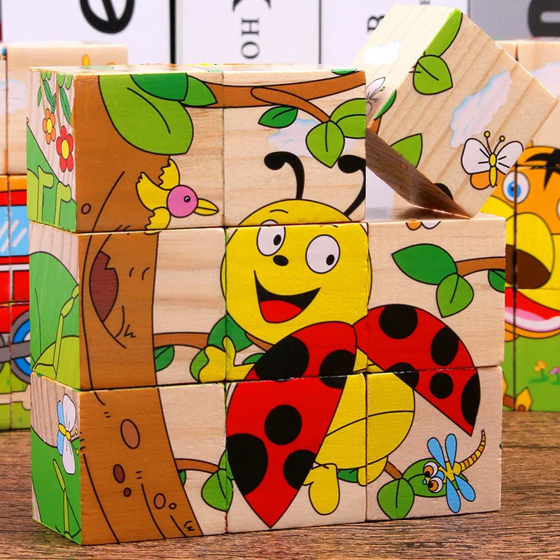 Montessori Houten Blokkenpuzzel – Educatief Babyspeelgoed 4-6 Jaar