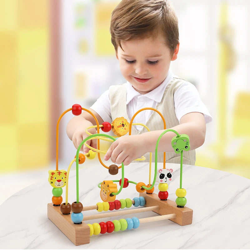 Montessori Houten Achtbaan Kralen – Educatief Baby Speelgoed