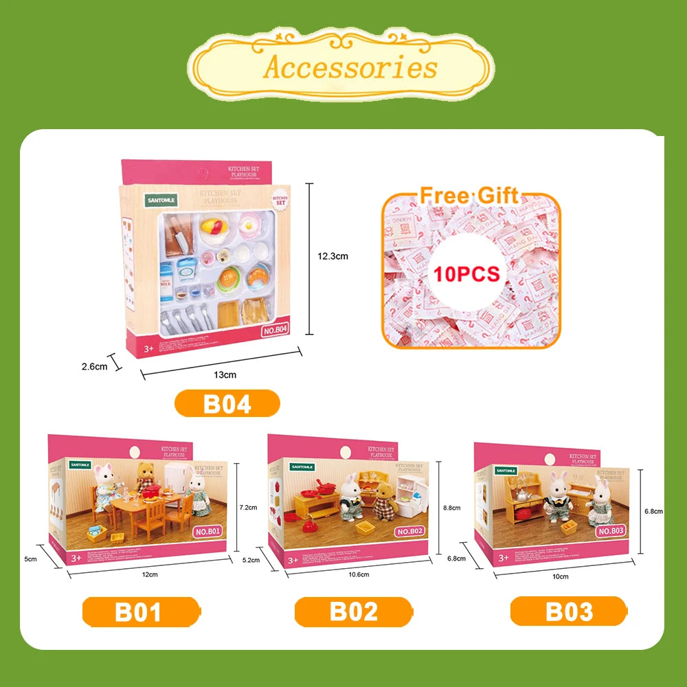 1:12 Poppenhuis Meubels Villa – Miniatuur Keuken- en Dinette Set