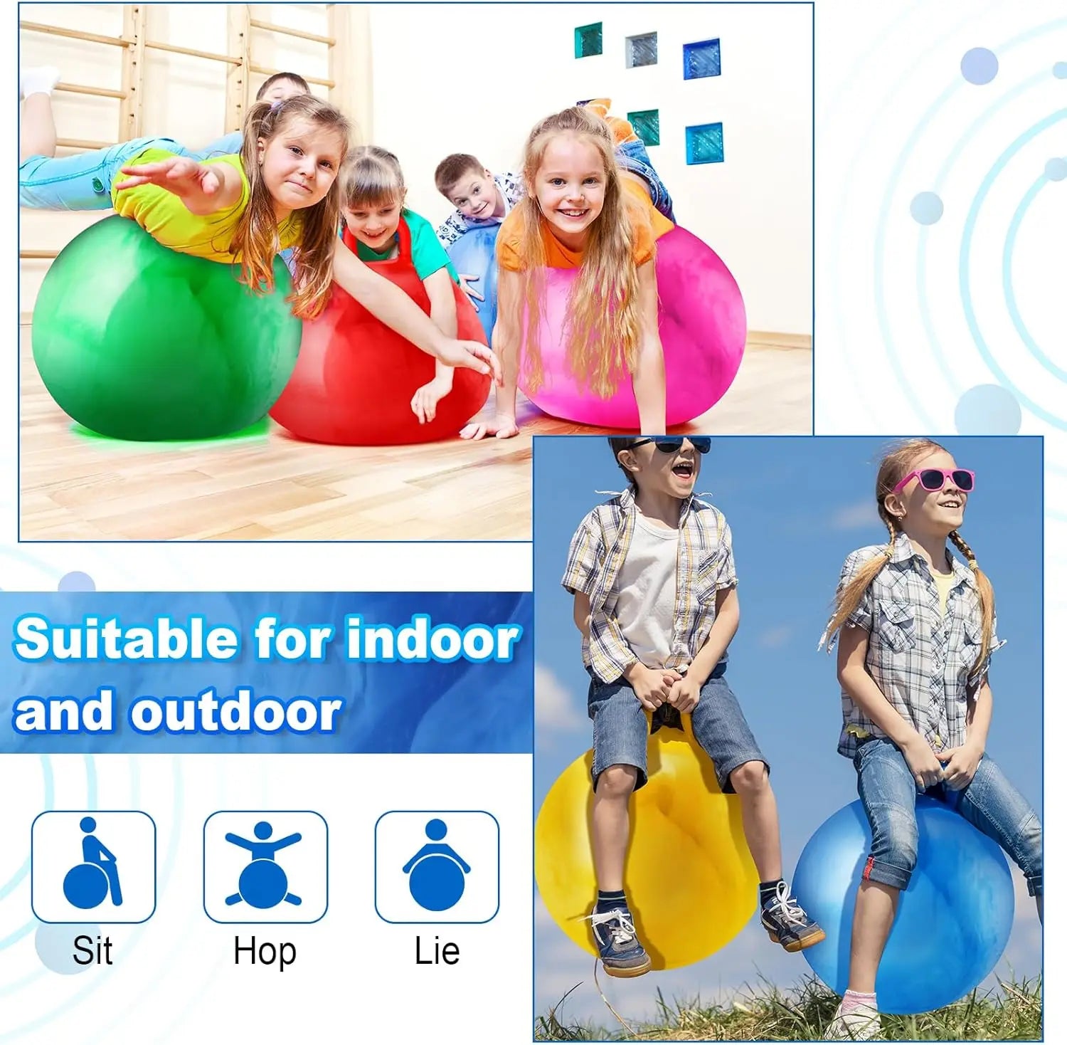 Grote Hopper Stuiterbal met Handvat – Springbal voor Kinderen 22"