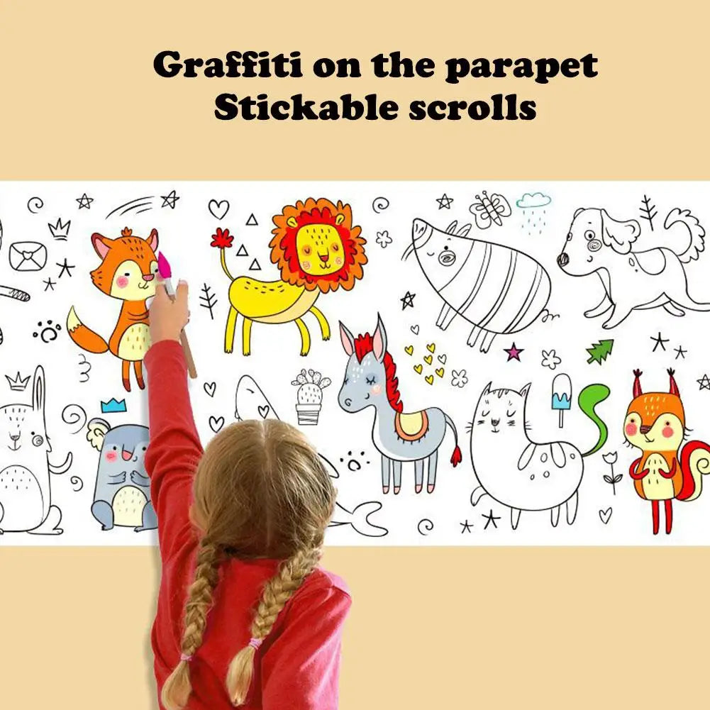 Kindertekenrol Graffiti – 3m Kleurrol Met Stickers & Patronen (0-12)