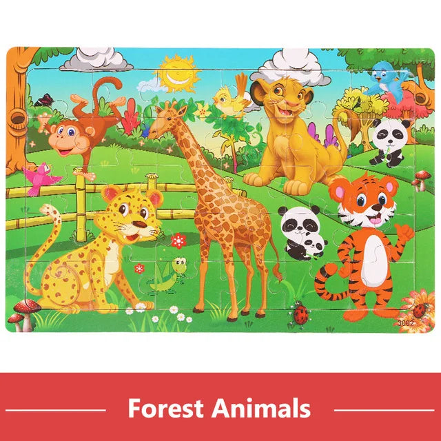 Montessori 3D Houten Puzzel – 30 Stuks Dierenbouwspel (3-6 jaar)