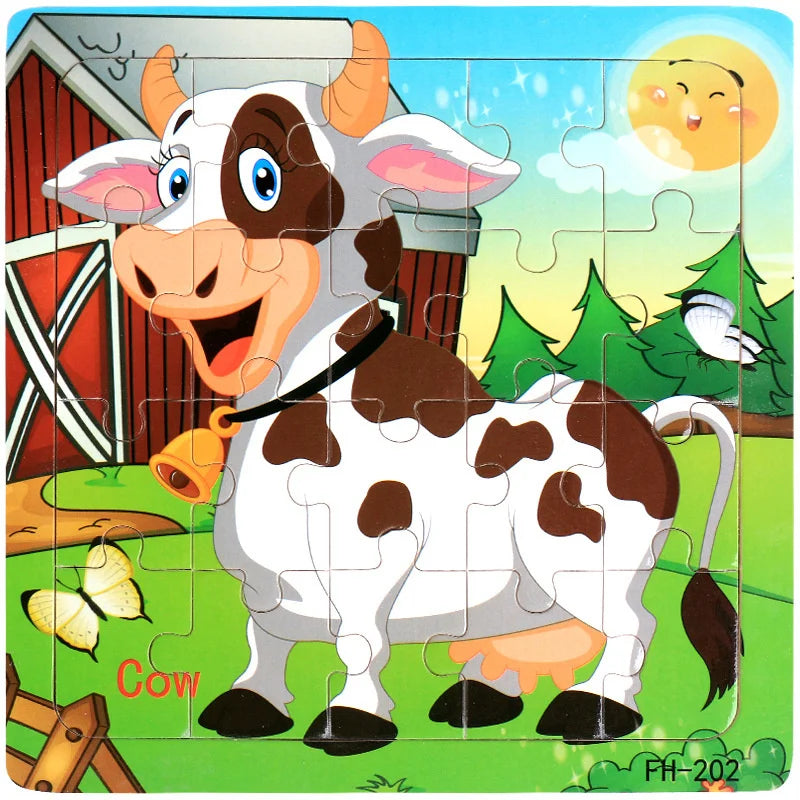 3D Houten Dierenpuzzel – 20 Stuks Cartoon Speelgoed (3-6 jaar)