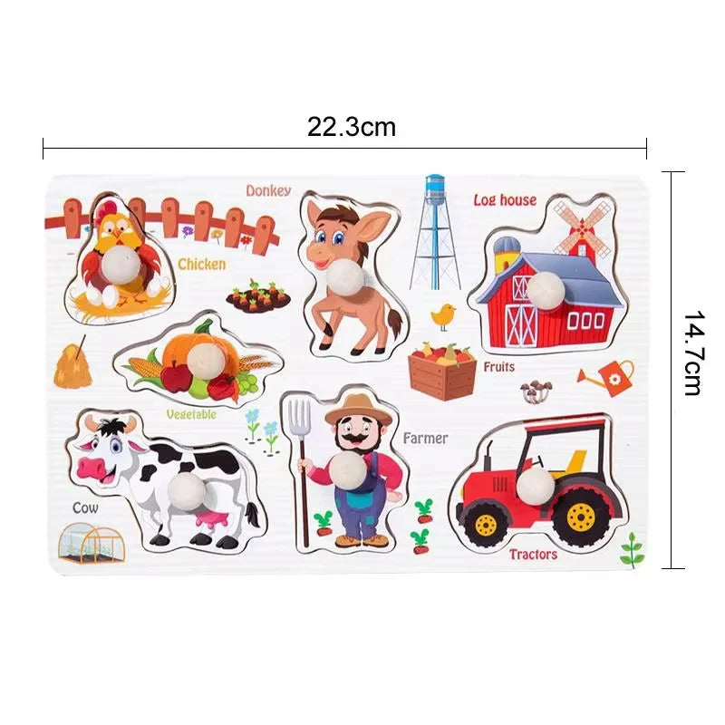 Montessori Houten Puzzel voor Baby’s – Peg Speelgoed (1-3 jaar)