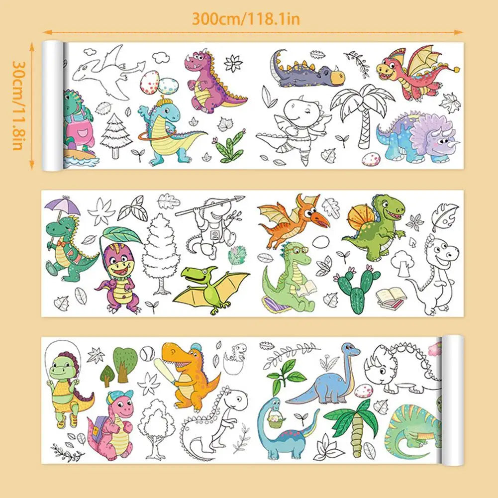 Kindertekenrol Graffiti – 3m Kleurrol Met Stickers & Patronen (0-12)