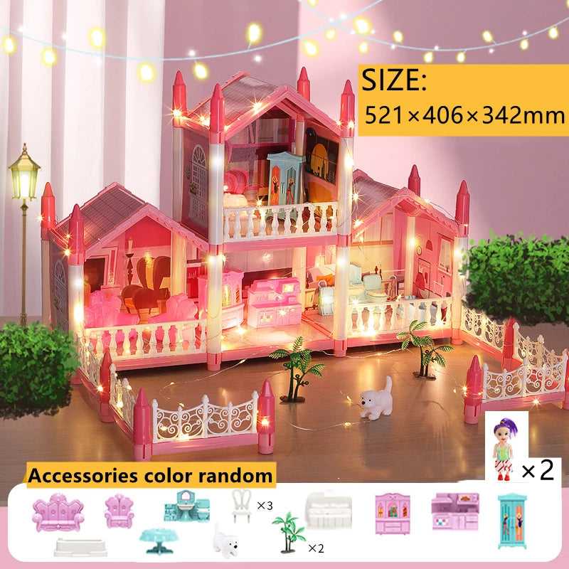 3D DIY Poppenhuis Set – Miniaturen met Meubels & LED Verlichting