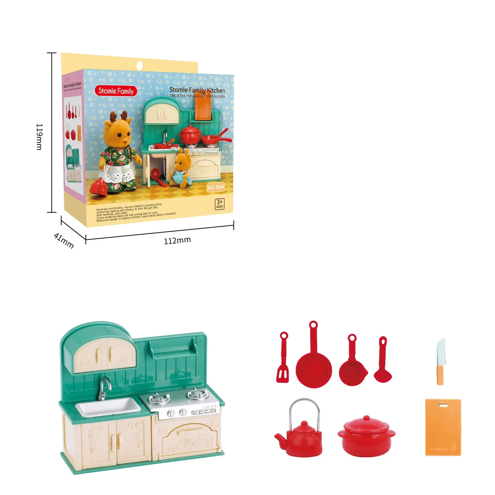 Miniatuur Dierenpoppenhuis – Bosfamilie Huis met Meubels & Dieren
