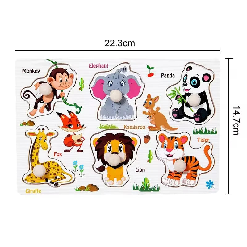 Montessori Houten Puzzel voor Baby’s – Peg Speelgoed (1-3 jaar)