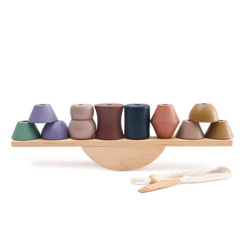 Houten Balance Board met Dieren & Rijgspel – Educatief Speelgoed