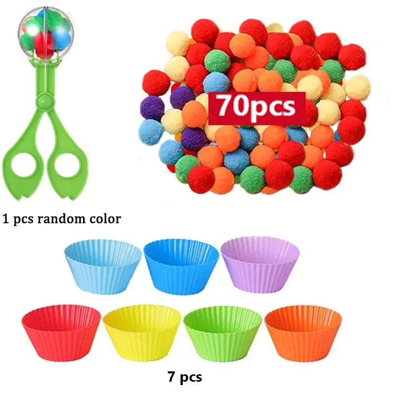 Regenboog Pompoms Telspel – Educatief Kleuren- en Telspeelgoed 3+