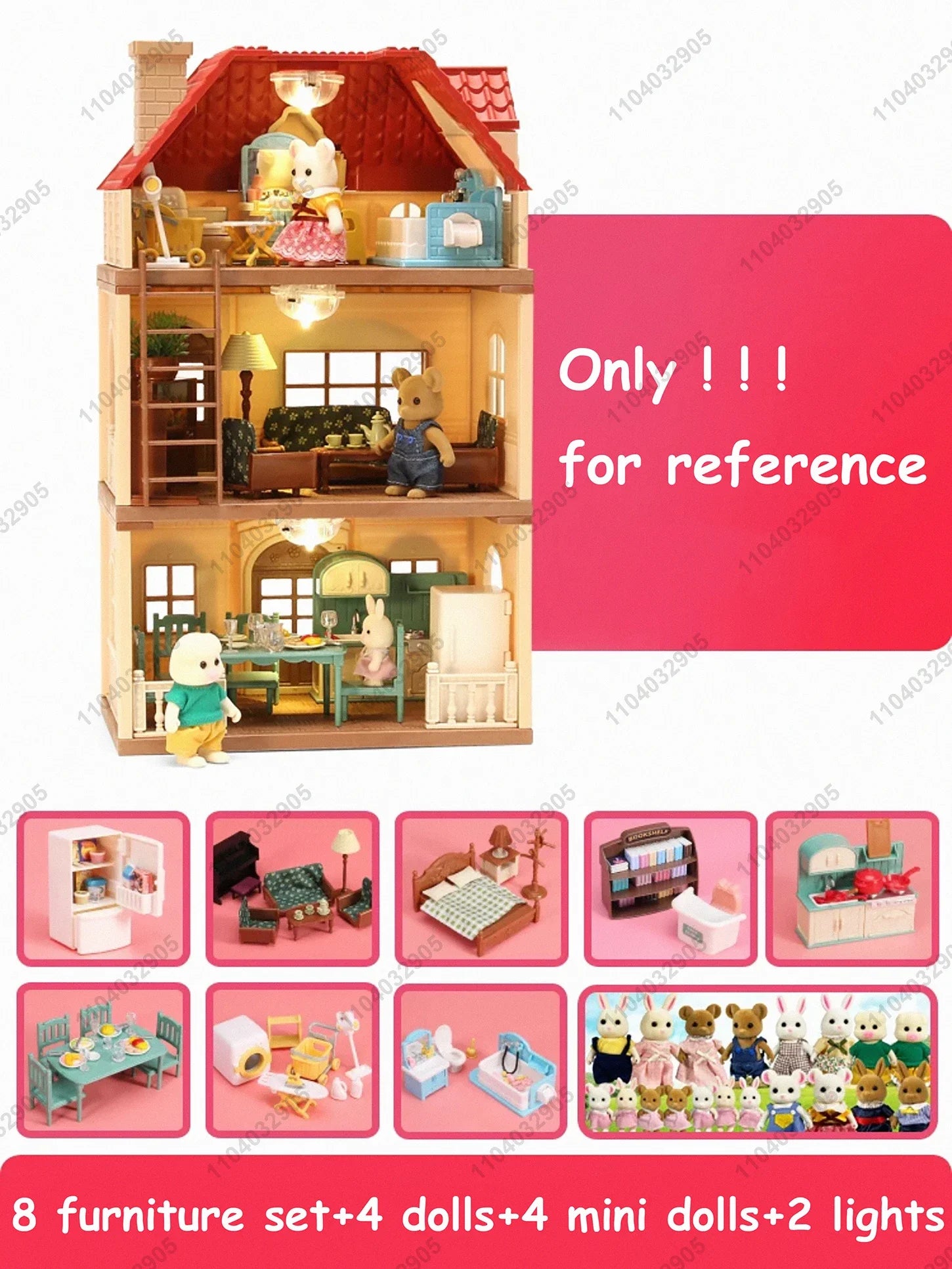 Miniatuur Dierenpoppenhuis – Bosfamilie Huis met Meubels & Dieren
