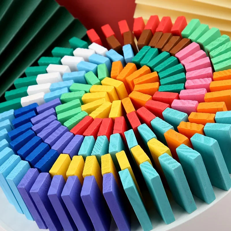 Regenboog Houten Domino Set – Montessori Speelgoed (120/240 stuks)