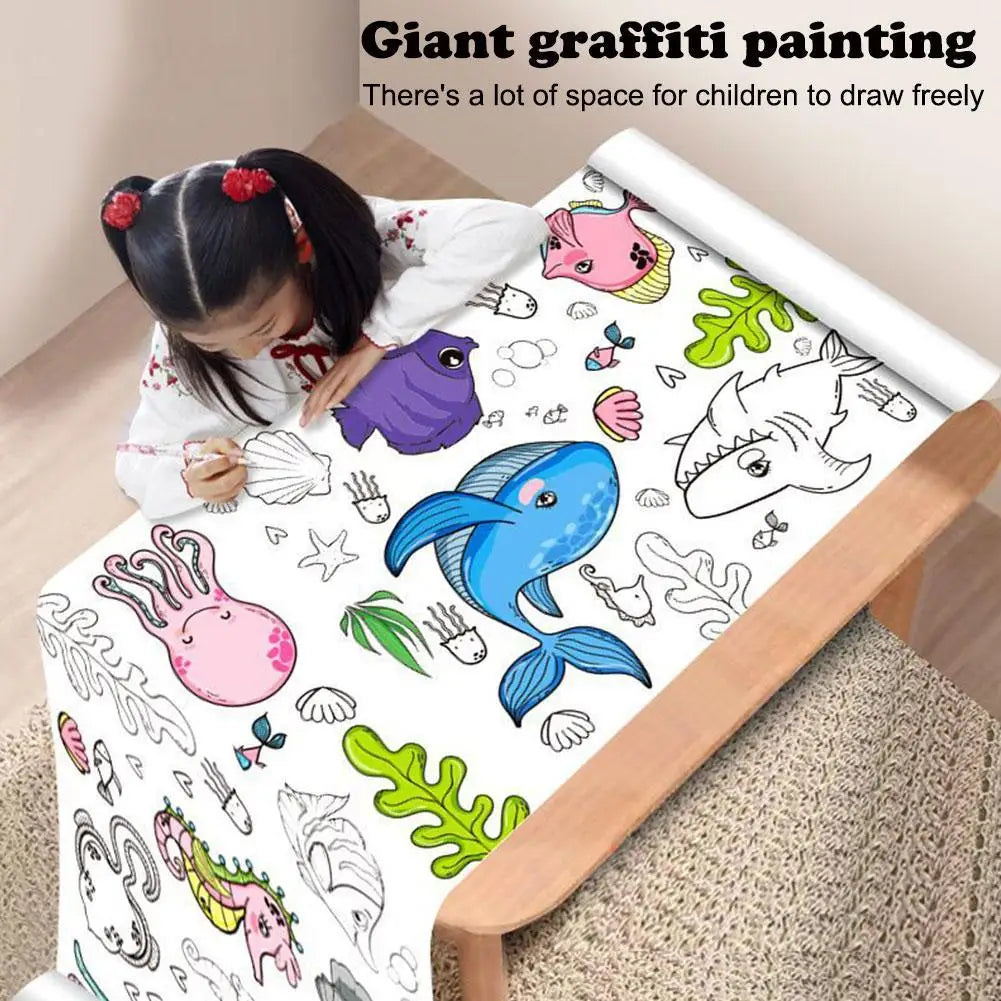 Kindertekenrol Graffiti – 3m Kleurrol Met Stickers & Patronen (0-12)