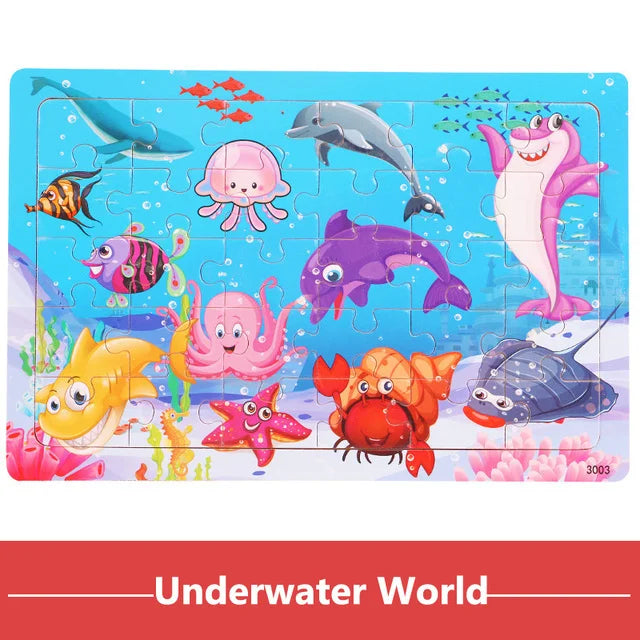 Montessori 3D Houten Puzzel – 30 Stuks Dierenbouwspel (3-6 jaar)