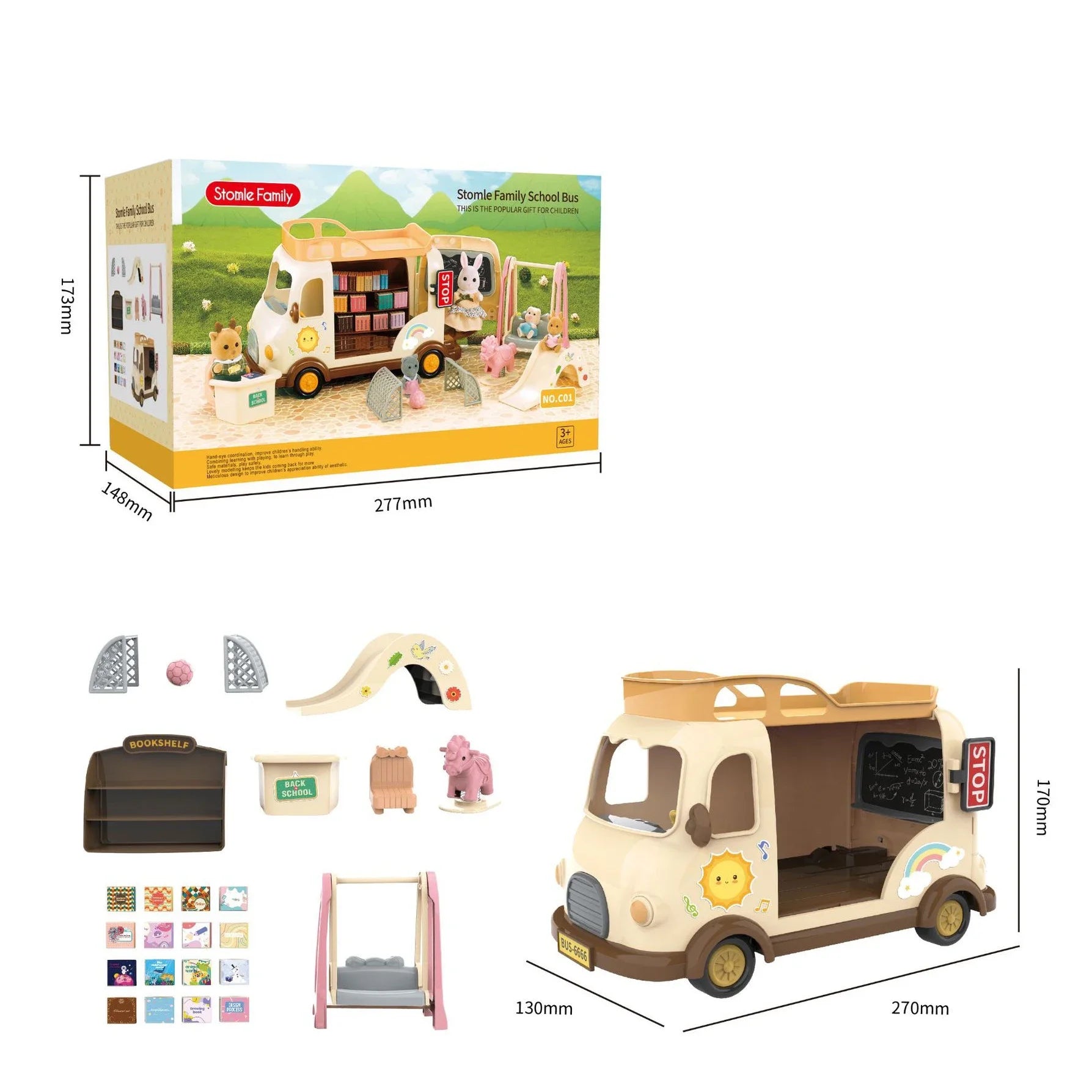 Miniatuur Dierenpoppenhuis – Bosfamilie Huis met Meubels & Dieren