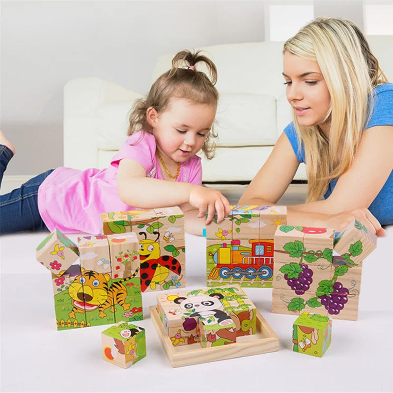 Montessori Houten Blokkenpuzzel – Educatief Babyspeelgoed 4-6 Jaar