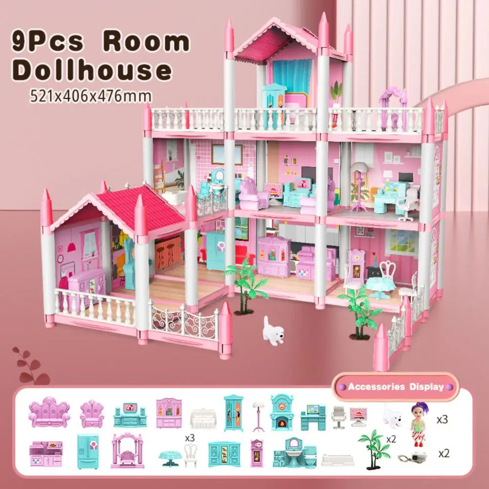 DIY 3D Poppenhuis Set – Cartoon Miniatuurhuis voor Kinderen 3+