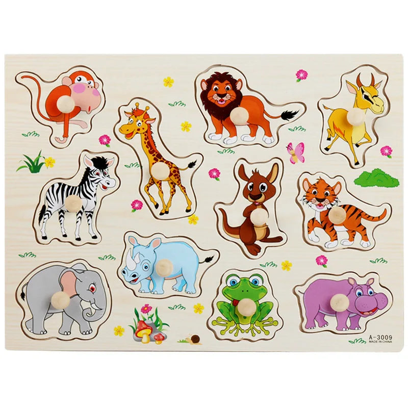 Montessori Houten Puzzel voor Baby’s – Peg Speelgoed (1-3 jaar)