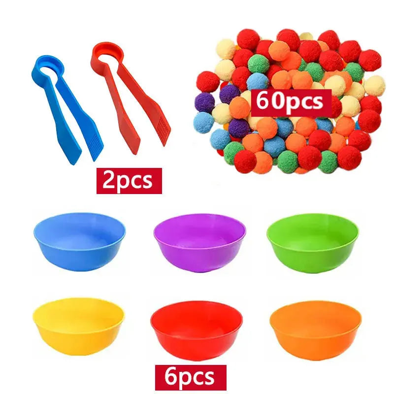 Regenboog Pompoms Telspel – Educatief Kleuren- en Telspeelgoed 3+