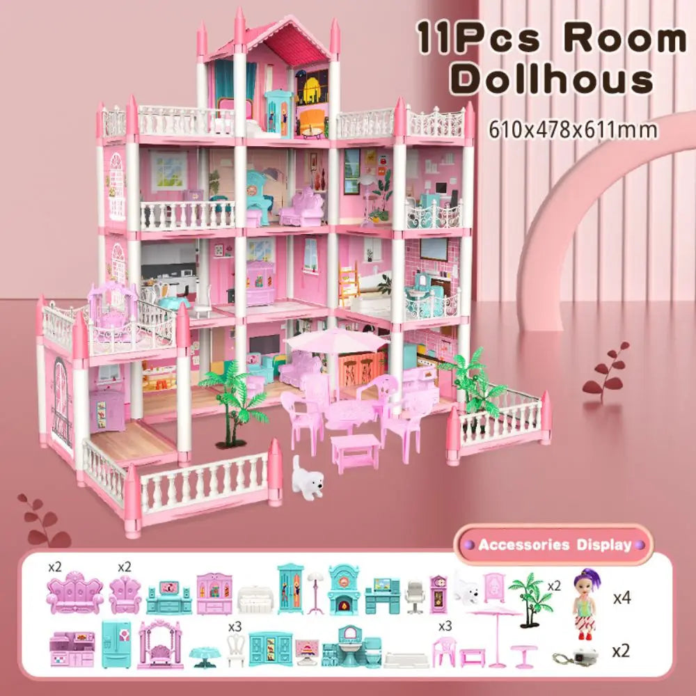 DIY 3D Poppenhuis Set – Cartoon Miniatuurhuis voor Kinderen 3+