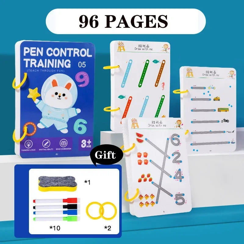 Montessori Pencontrole Tekenboek – 136 Pagina’s Educatief Schrijfplezier