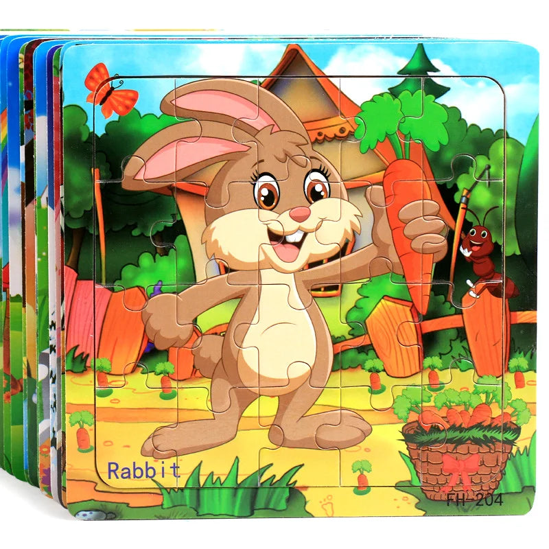 3D Houten Dierenpuzzel – 20 Stuks Cartoon Speelgoed (3-6 jaar)