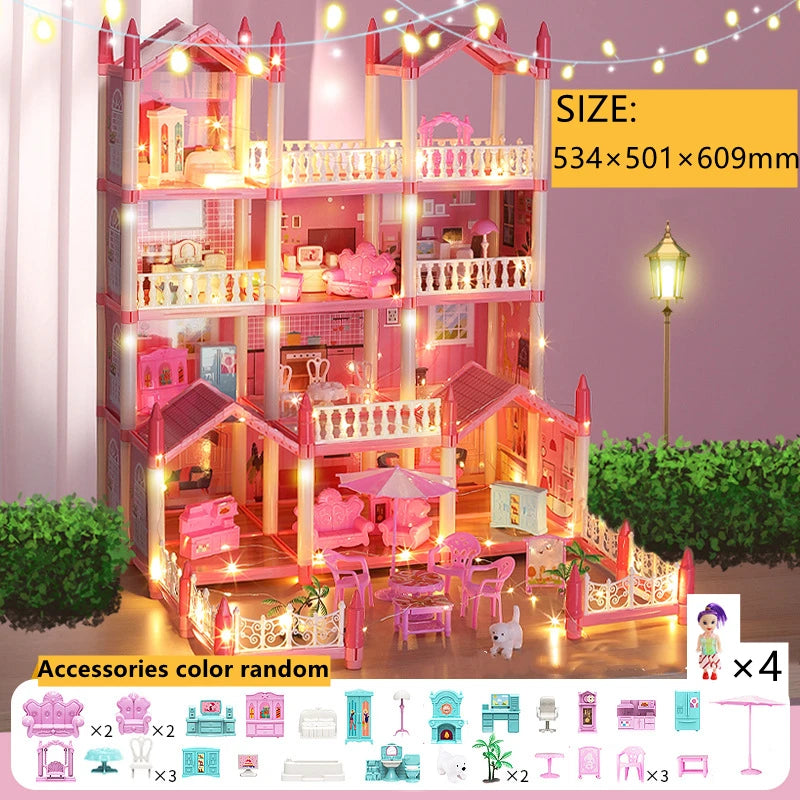 3D DIY Poppenhuis Set – Miniaturen met Meubels & LED Verlichting